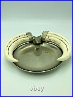 LARGE Vintage Early Antique boar tusk Boars Tooth Cigar RARE Ashtray