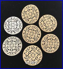 LOT 7 ANTIQUE PASTE BUTTONS 18th Century Early Rare 1 3/4 Openwork