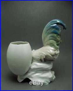 Large Early Karl Ens Volkstedt Porcelain Rooster Chicken Vase Rare C. 1900