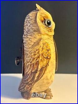 Large Owl Celluloid/Bakelite 1920's Antique Clock, RARE