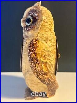 Large Owl Celluloid/Bakelite 1920's Antique Clock, RARE