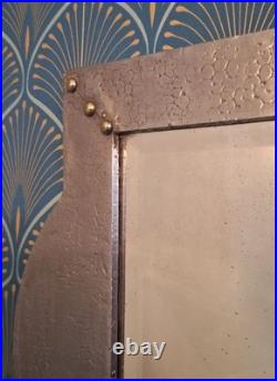 Large Rare Arts & Crafts'silval' Hammered Pewter Wall Mirror, Original Plate