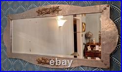 Large Rare Arts & Crafts'silval' Hammered Pewter Wall Mirror, Original Plate
