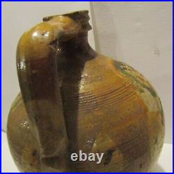 Large rare antique slipware early stoneware pottery 16th 17th century jug