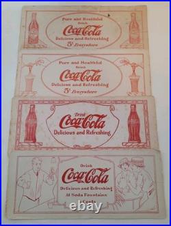 Lot Of 4 Rare Antique Early 1900s Coca-Cola Original Advertising Ink Blotters