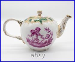 MEISSEN TEAPOT, (Antique early 19th Century) Porcelain, rare Cherub design