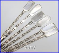 Mappin & Webb 6 Solid Silver Spoons HM1918 Rare Modernist Design Cased 55g