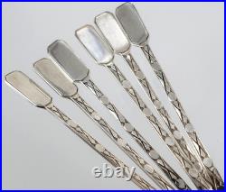 Mappin & Webb 6 Solid Silver Spoons HM1918 Rare Modernist Design Cased 55g