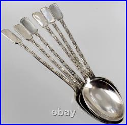 Mappin & Webb 6 Solid Silver Spoons HM1918 Rare Modernist Design Cased 55g