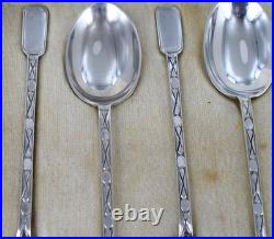 Mappin & Webb 6 Solid Silver Spoons HM1918 Rare Modernist Design Cased 55g