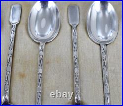 Mappin & Webb 6 Solid Silver Spoons HM1918 Rare Modernist Design Cased 55g