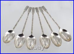 Mappin & Webb 6 Solid Silver Spoons HM1918 Rare Modernist Design Cased 55g