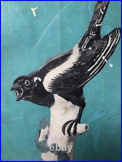 Meissen Porcelain Magpie Bird on Stump Rare large