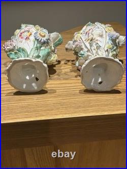Minton Flower Encrusted Porcelain Vases c1830 Hand Painted & Gilt, Rare Pair