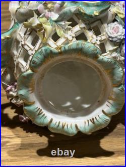 Minton Flower Encrusted Porcelain Vases c1830 Hand Painted & Gilt, Rare Pair