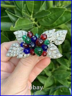 Miriam Haskell brooch Vintage Antique Early 1940s Multi Color Glass Fruit Rare