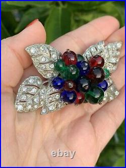 Miriam Haskell brooch Vintage Antique Early 1940s Multi Color Glass Fruit Rare