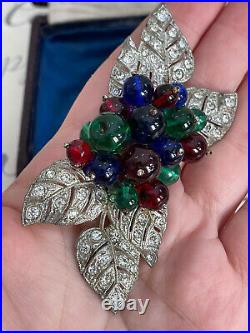 Miriam Haskell brooch Vintage Antique Early 1940s WW2 Era Multi Glass Fruit Rare