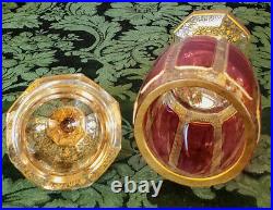 Moser Rare Early1900's Hand Made Ruby Cabochon's Gold Gilded Chalice Lid