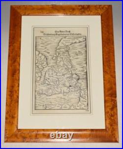 Original Antique Engraved Early Rare Map of British Isles 1588 Sebastian Munster