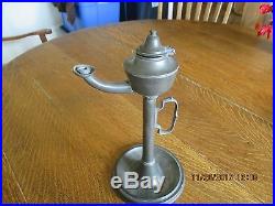 Original Rare Early 18th Century Pewter Whale Oil Lamp