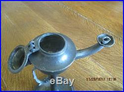 Original Rare Early 18th Century Pewter Whale Oil Lamp