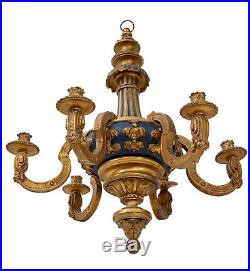 Pair Of Rare Carved Wood And Gilt French Early 20th Century Chandeliers