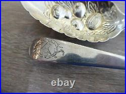 Pair Rare Early Georgian Large Antique Solid Sterling Silver Berry Spoon C1750