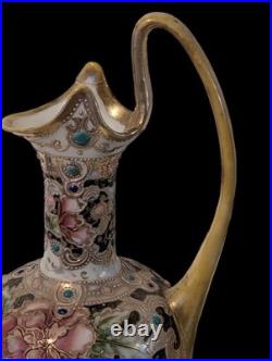 Pair of Jug Ewers Noritake Antique Early Komura Spider Mark Rare England 1902