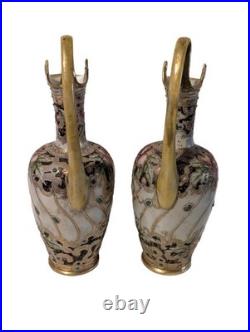 Pair of Jug Ewers Noritake Antique Early Komura Spider Mark Rare England 1902