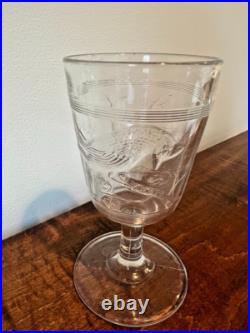 Pair of Rare Antique Early American Pattern flint Glass (EAPG) Goblets Cardinal