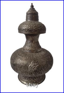 Persian Vase With Lid Silver Plate 35cm Antique Rare