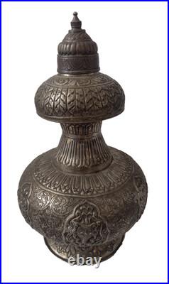 Persian Vase With Lid Silver Plate 35cm Antique Rare