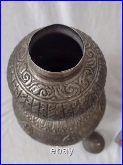 Persian Vase With Lid Silver Plate 35cm Antique Rare