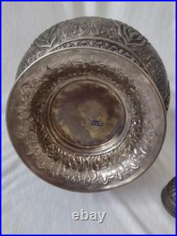 Persian Vase With Lid Silver Plate 35cm Antique Rare