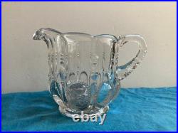 Prewar Pressed Glass Milk Pitcher Meiji Taisho Early Showa Rare Antique