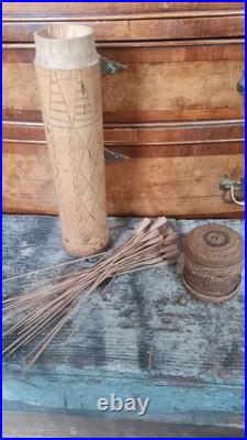 Quiver & Blow Darts Bamboo Early 19th Century Malaysia / South East Asia Rare