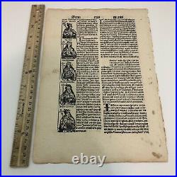 RARE 1497 Incunable Early Leaf Portraits Of Popes Manuscript Codex Paper