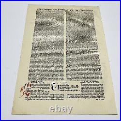 RARE 1498 Incunable Early Bible Leaf Hebrews Jewish Law Manuscript Document