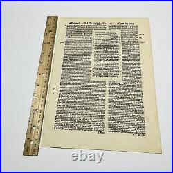 RARE 1498 Incunable Early Bible Leaf Hebrews Jewish Law Manuscript Document