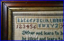 RARE 1806 EARLY 19TH C AMERICAN ANTIQUE SAMPLER SGND MAGGIE KOHL in WALNUT FRAME