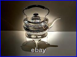 RARE 1863-Early 19th Century Davis & Sons Silver Plated Teapot, Stand & Warmer