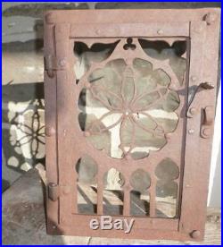 RARE 18th C ANTIQUE ENGLISH FRENCH WROUGHT IRON DOOR GRILLE EARLY BLACKSMITH