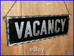 RARE 1920s OLD ORIGINAL EARLY HOTEL'VACANCY' REVERSE GLASS SIGN VINTAGE ANTIQUE