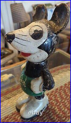 RARE! 1929 Antique Mickey Mouse Composition 12 Figure Doll EARLY RAT FACE