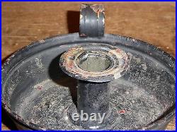 RARE 19th C OLD EARLY TIN CANDLE HOLDER BED CHAMBER CHAMBERSTICK BLACK PAINT