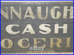 RARE 19th C OLD ORIGINAL EARLY CASH GROCERIES SAND PAINT WOOD TRADE SIGN ANTIQUE