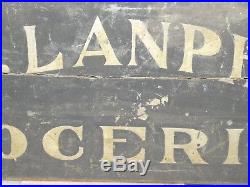 RARE 19th C OLD ORIGINAL EARLY CASH GROCERIES SAND PAINT WOOD TRADE SIGN ANTIQUE