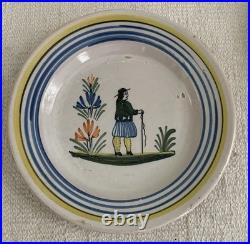 RARE ANTIQUE 1800's & Early 1900's Quimper HENRIOT Set 5 Bread Plates FRANCE