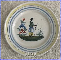 RARE ANTIQUE 1800's & Early 1900's Quimper HENRIOT Set 5 Bread Plates FRANCE